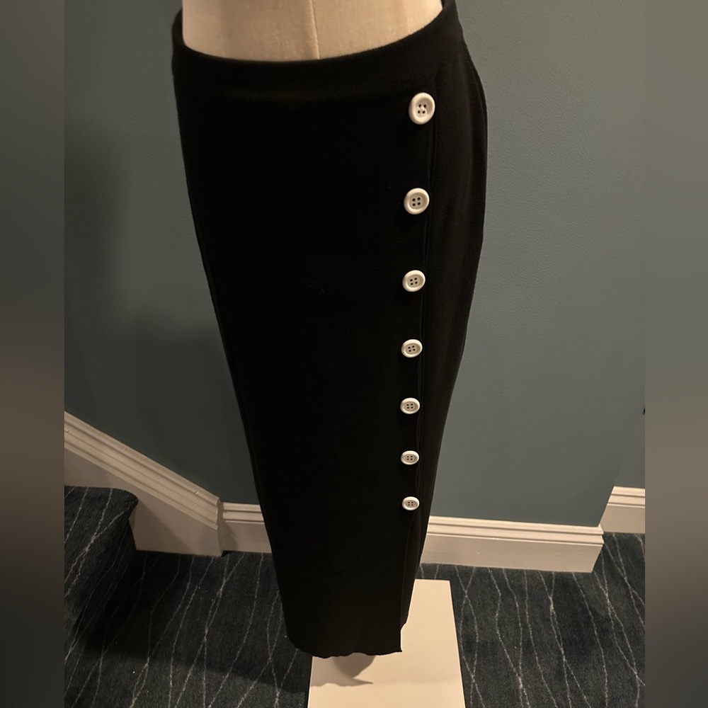 Nina Charles Black Cotton Midi Skirt